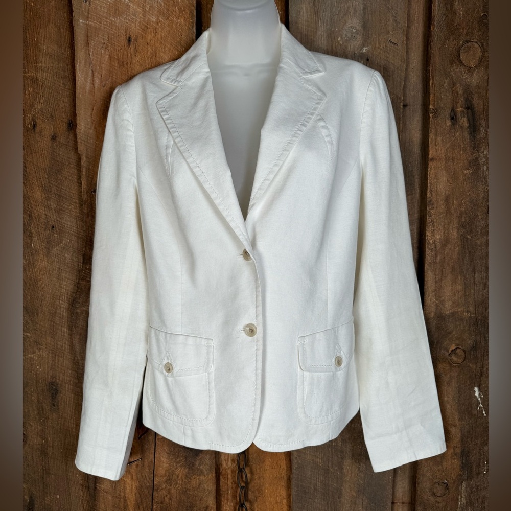 Banana Republic White Linen Blend Blazer - size 6